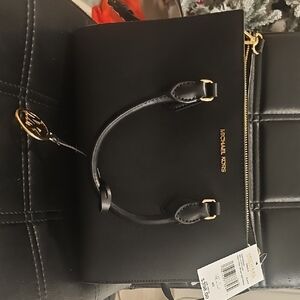 Michael Kors Black Crossbody Bag with Gold Accents